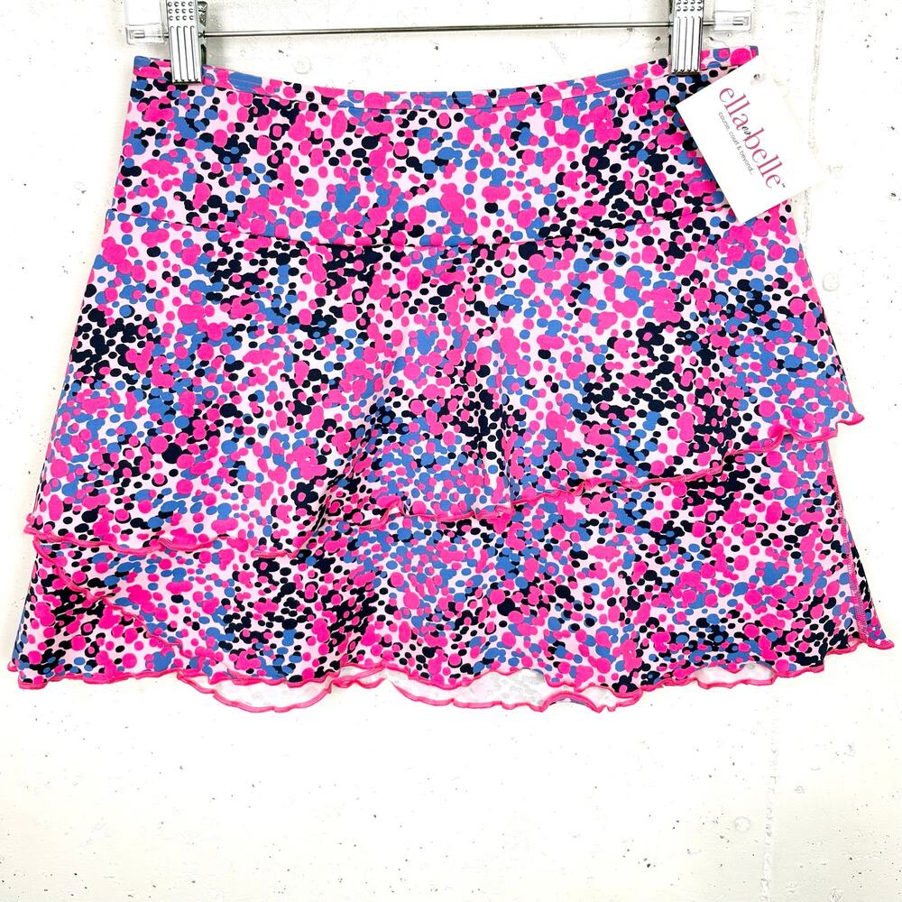 Ellabelle Ella Flirt Ruffle Edge Golf Skort Pink Polka Dot Nylon Spandex Blend 2